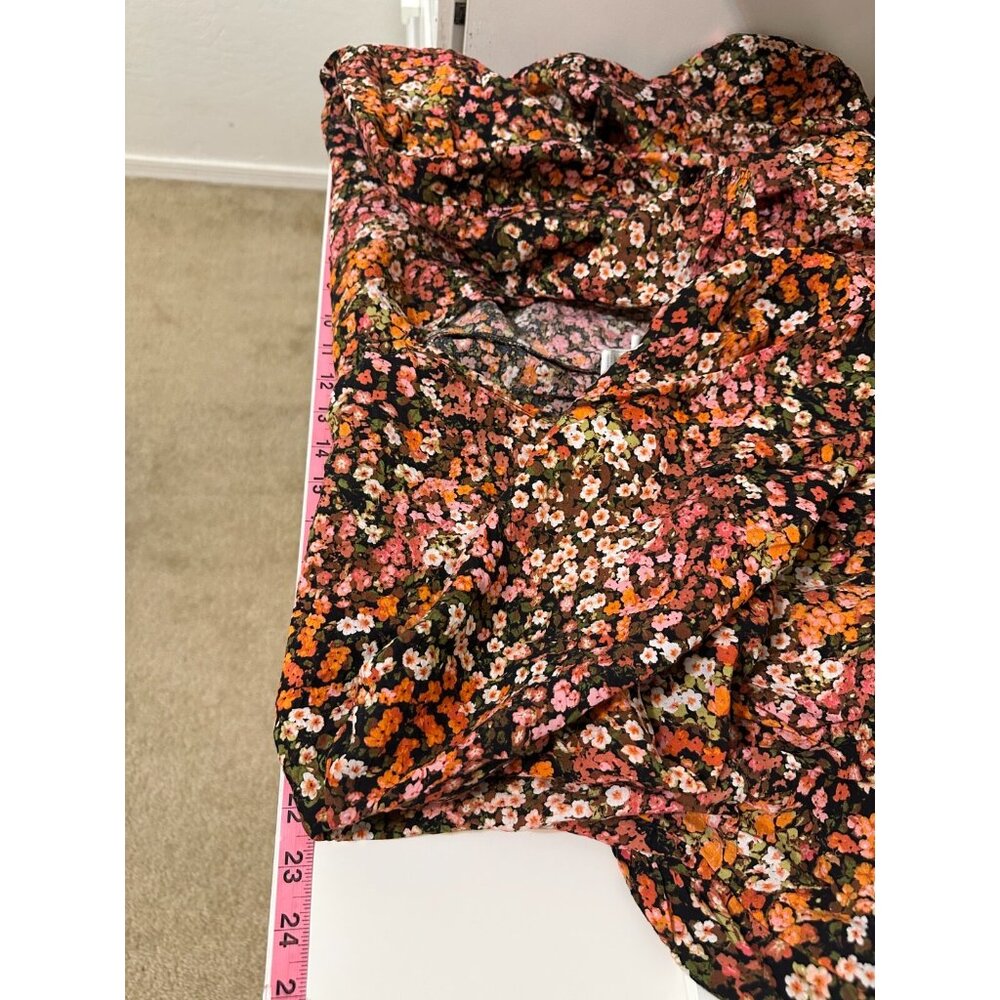 H&M Womans Floral Tiered Mini Dress Cottagecore Beachy Boho Size M Peasant Puff - Picture 7 of 11